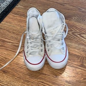 White high top converse shoes size 7 women mens 5